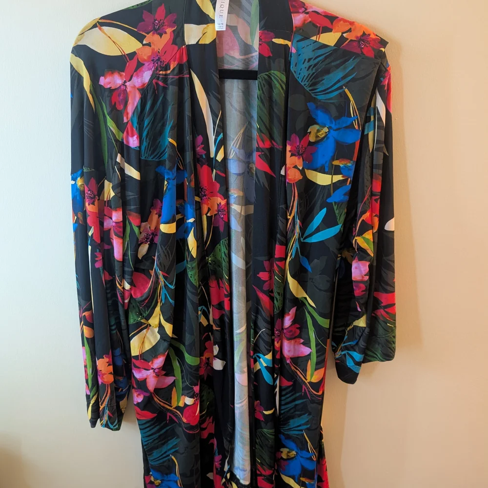 EUC! 🌺Cacique Tropical Floral Kimono and Teddy Set Size 14/16 - Picture 3 of 10